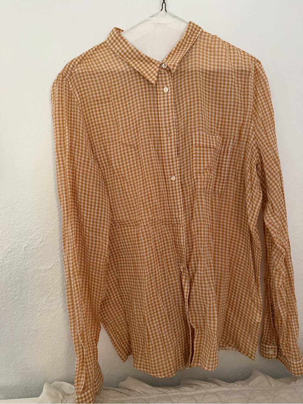 GAP Men's Orange Checked Button-Down Shirt